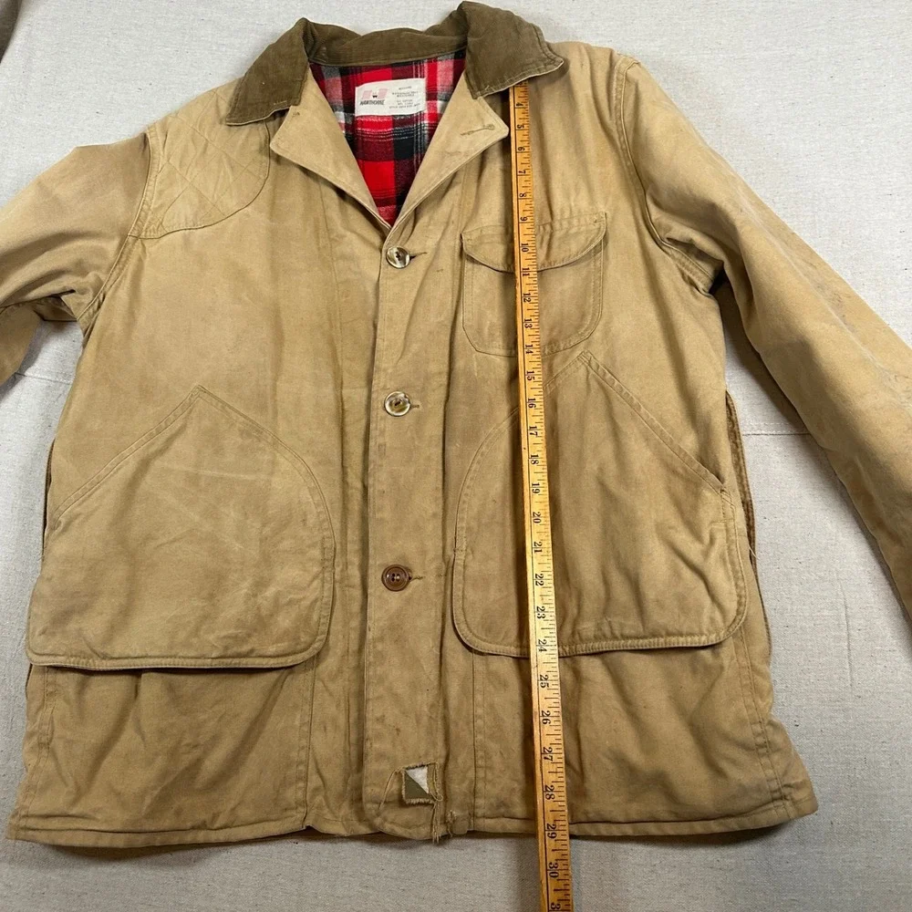 Hawthorne Vintage Tan Hunting‎ Field Jacket Plaid Lined Coat shooting corduroy